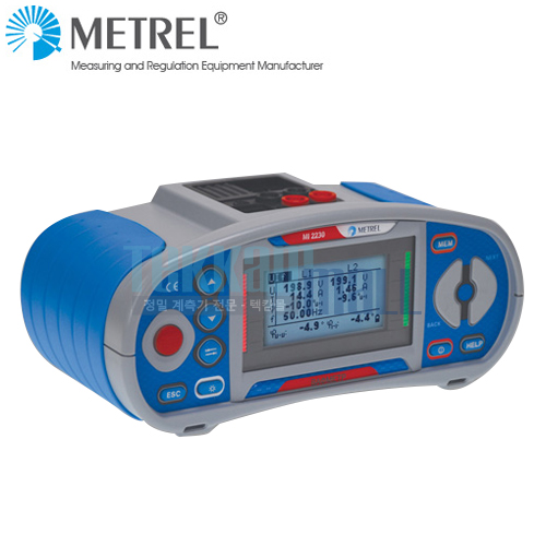 [METREL VAF Meter MI-2230F]전압(10V~600V), 주파수(45Hz~65Hz), 전류A-1398-10A(50mA~19.99A), 전류A-1395(30A~3000A), 전력(0.000k&divide;9999k), 역률(-1.00&divide;1.00). Cosф(0.00~1.00), 위상 각(-180.0˚~+180.0˚), 저항 / 연속성 (0.00~1999) / (MI 2230F, MI2230F)